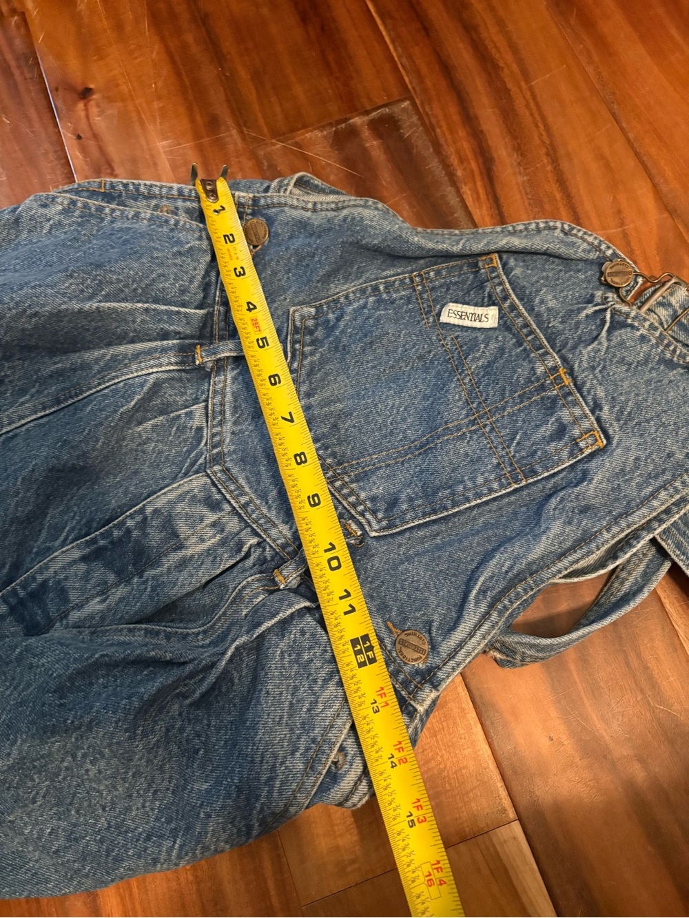 Vintage Essentials Denim Overalls Women’s Blue Baggy Straight Carpenter (710) - Picture 10 of 11